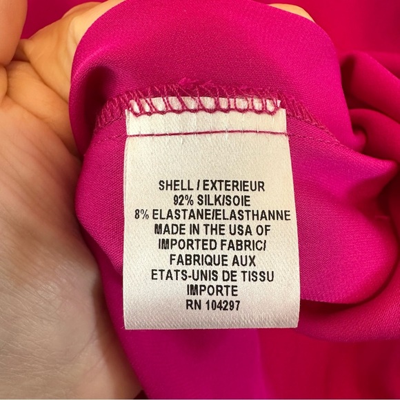 Milly Pink Silk Tie Front Long Sleeve Blouse Size 4 - Picture 6 of 6